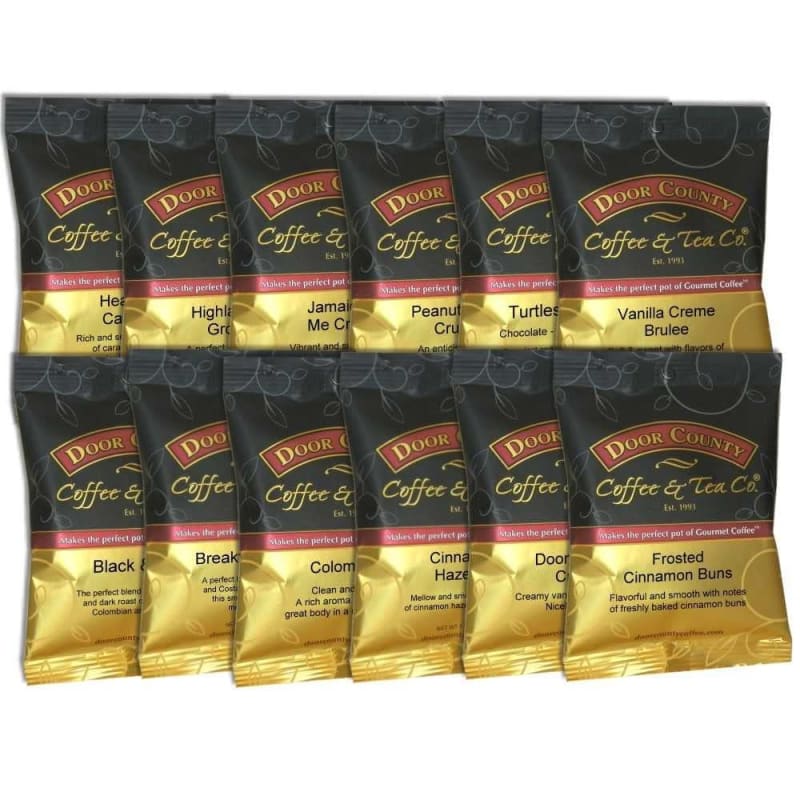 Gourmet Flavored Coffee Sampler Pack - 12 Unique Flavored Coffees - Roasted by Door County Coffee
