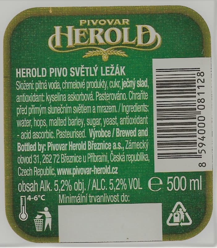 Herold Světlý ležák 500ml Etk. B