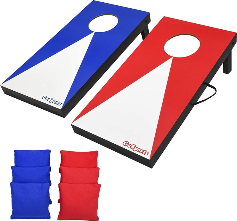 Portable Size Cornhole Game Set with 6 Bean Bags - Great for Indoor & Outdoor Play