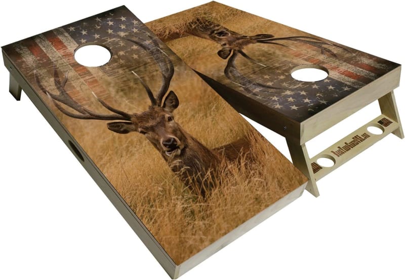 American Flag Series - Premium Cornhole Boards w Cupholders and a Handle - Includes 2 Regulation 4' x 2' Cornhole Boards w Premium Birch Plywood and 8 Cornhole Bags