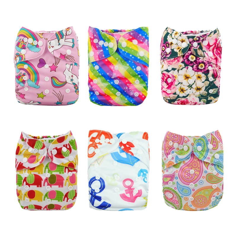 6DM18-DA Baby Cloth Diapers One Size Adjustable Washable Reusable