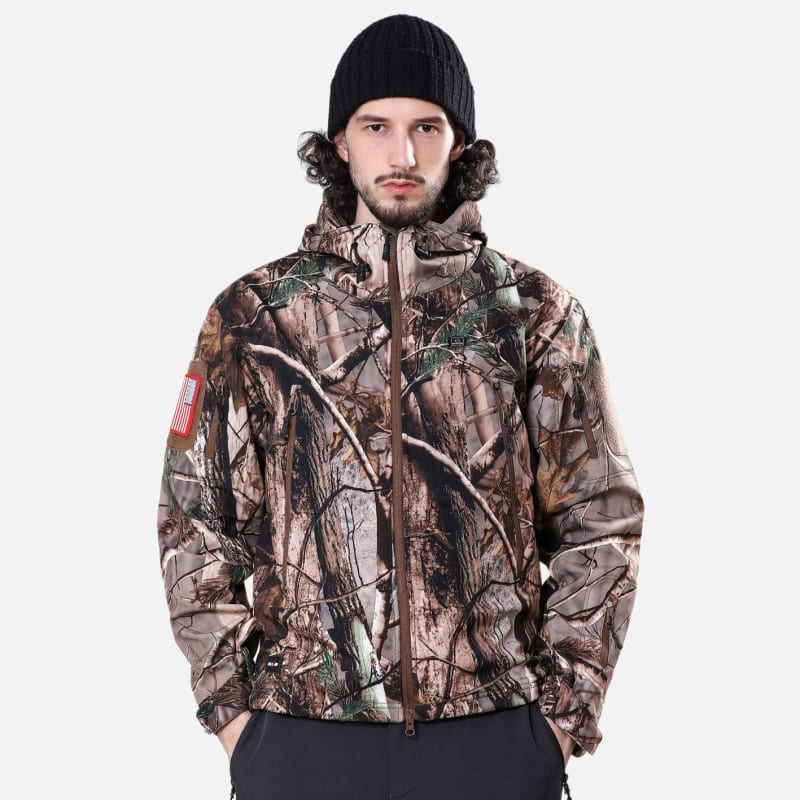 Dewbu MEN'S SOFT SHELL HEATED JACKET WITH 12V BATTERY PACK - TREE