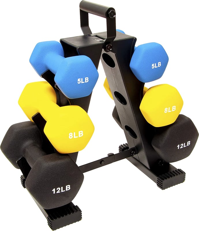 50-Pound All-Purpose Dumbbell Set with Weight Rack