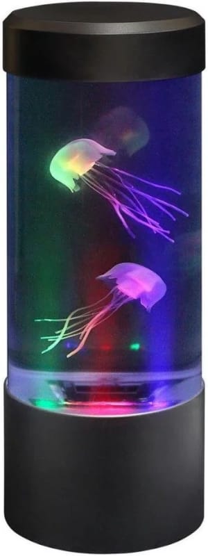 LED Mini Desktop Jellyfish Lamp with Color Changing Light Effects. A Sensory Synthetic Jelly Fish Tank Aquarium Mood Lamp. Excellent Gift