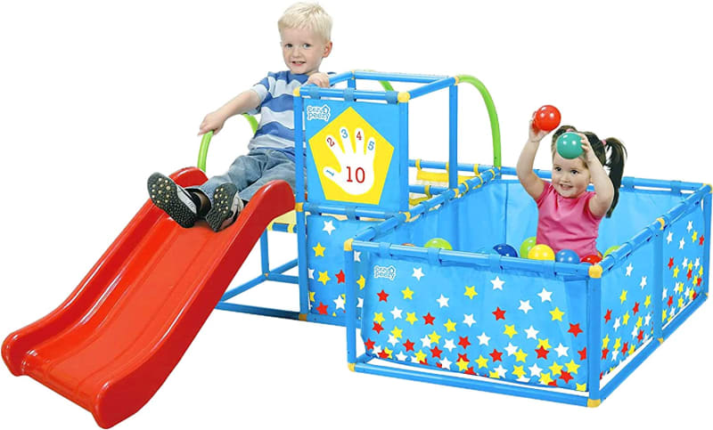 Active Play 3 in 1 Jungle Gym PlaySet – Includes Slide, Ball Pit, & Toss Target with 50 Colorful Balls