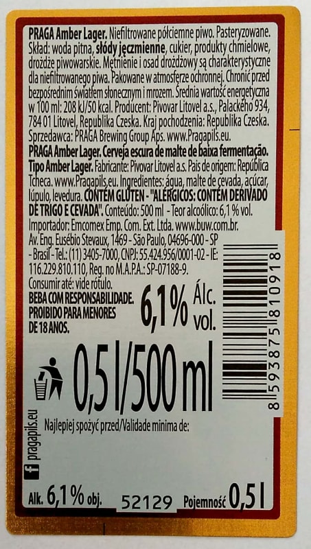 Praga Imported Amber Lager Etk. B