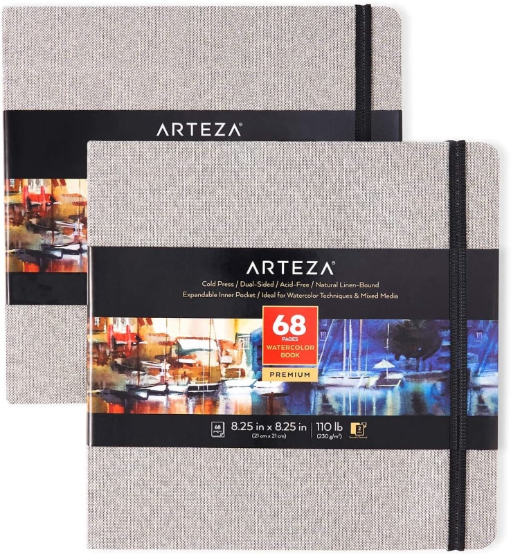 Arteza Journal Gift Set, 6 x 8 Inches, 96-Sheet Notebook with Double-Sided Lined Paper and 1 Black Ink Pen, Black and White Design, Office Supplies