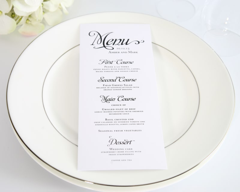 Finalize reception menu