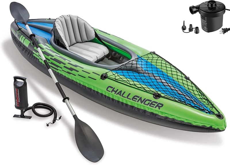 Challenger Kayak, Inflatable Kayak Set with Aluminum Oars and High Output Air-Pump