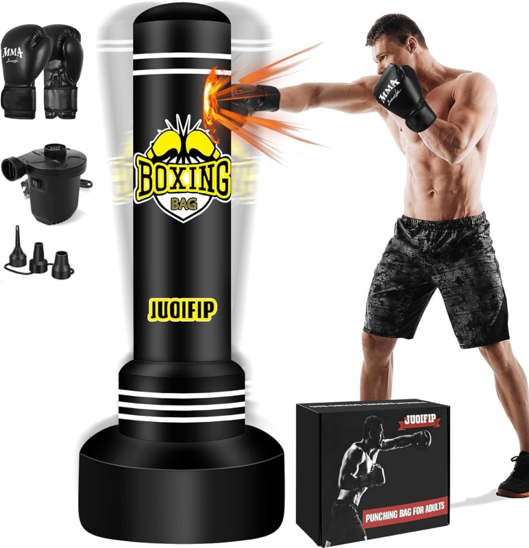 Standing Punching Bag for Adults, 70'' Boxing Bag with Stand Inflatable ...