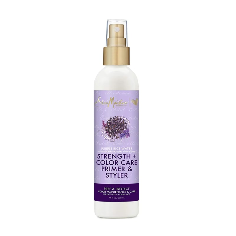 Strength and Color Care Primer and Styler Hairspray for Damaged Hair Purple Rice Water