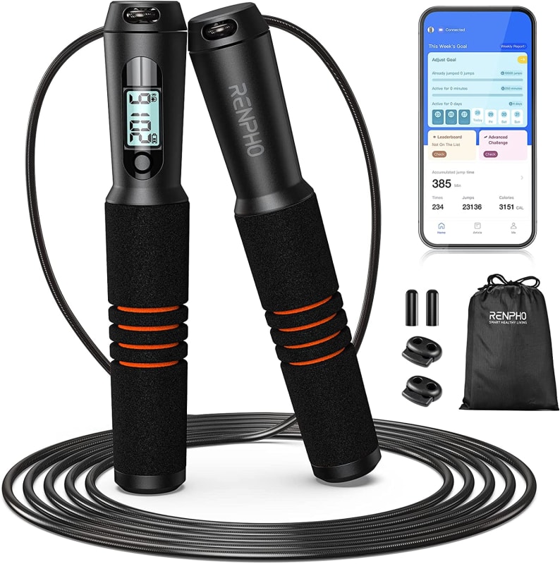 Smart Jump Rope, High-Speed Jump Rope, Fitness Skipping Rope with APP Data Analysis, Light Weight Speed Rope, Easy to Use for Beginners Men Women Crossfit Gym Home Workout Exercise