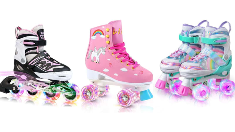 Nattork Kids Roller Skates for Girls Boys, 4 Sizes Adjustable