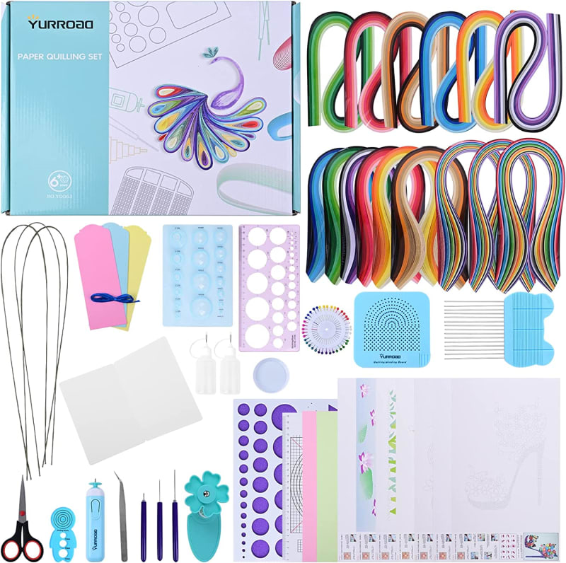 YURROAD Paper Quilling Kit with 1740 Strips and Paper Quilling Tools and Storage Box