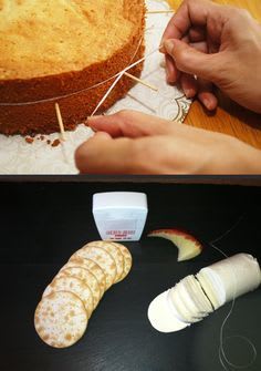 Use unscented floss to cut cakes, cheeses and other soft solids perfectly