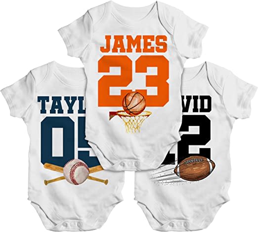 Personalized Sports Baby Onesie for Baby Boy