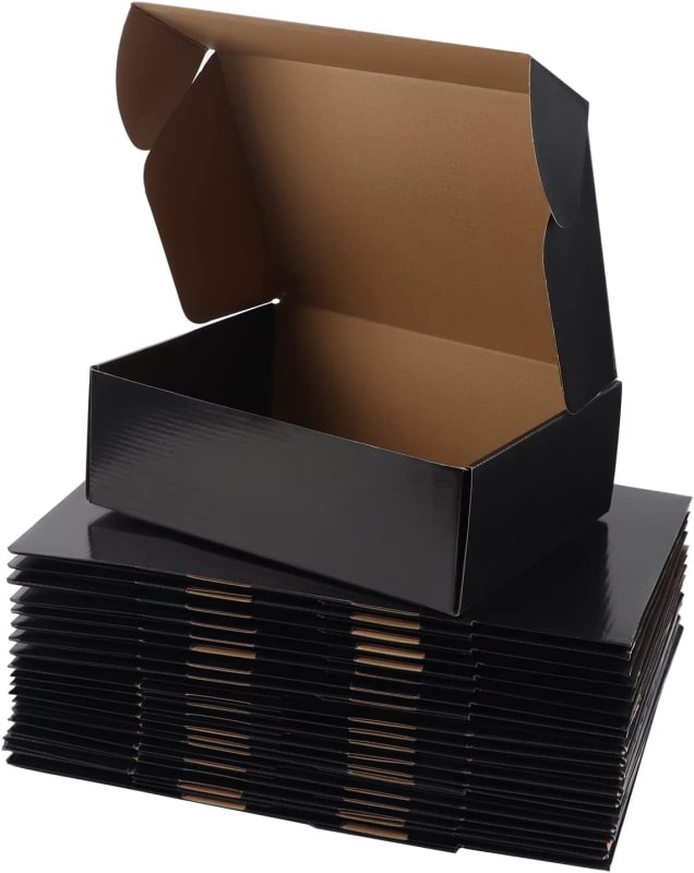 12x9x4 (11.6x8.8x3.9) Black Shipping Boxes, 20 Packs Corrugated Cardboard Box for Packaging Small Business
