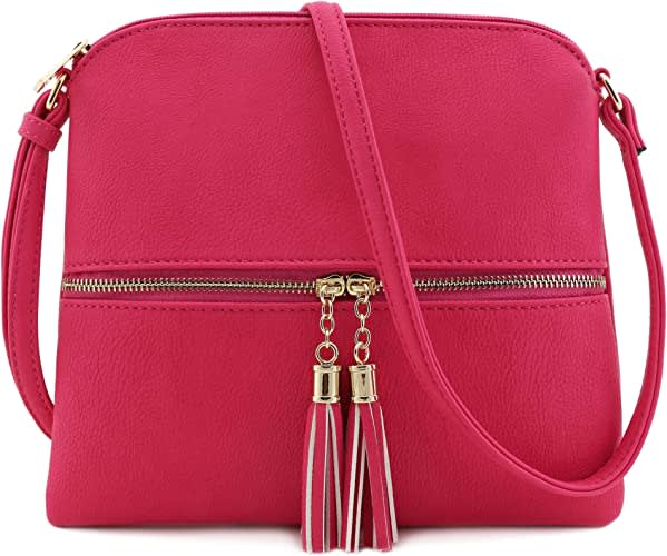 Lightweight Medium Crossbody Bag with Tassel