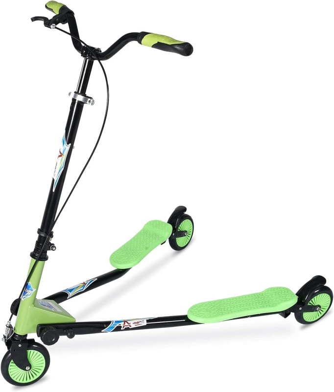 Swing Wiggle Scooter, 3 Wheels Drifting Scooter with Adjustable Height/Folding Kick Scooter for Kids and Adults Age 6+