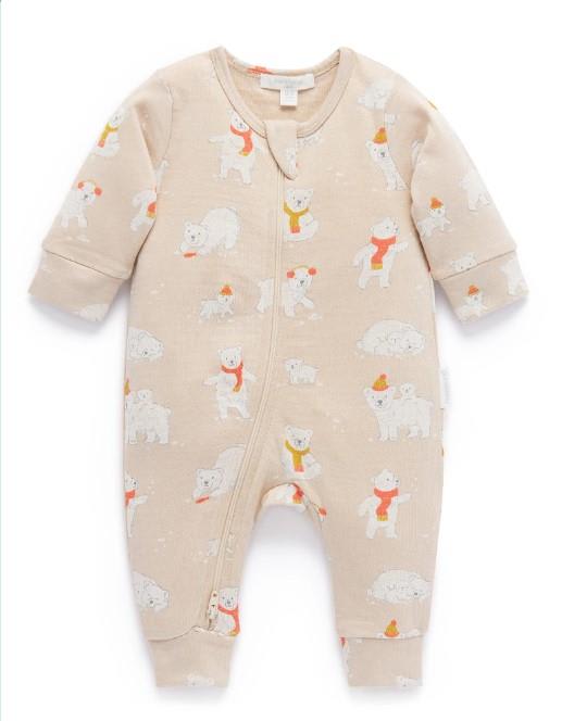 PureBaby Footless Zip Growsuit