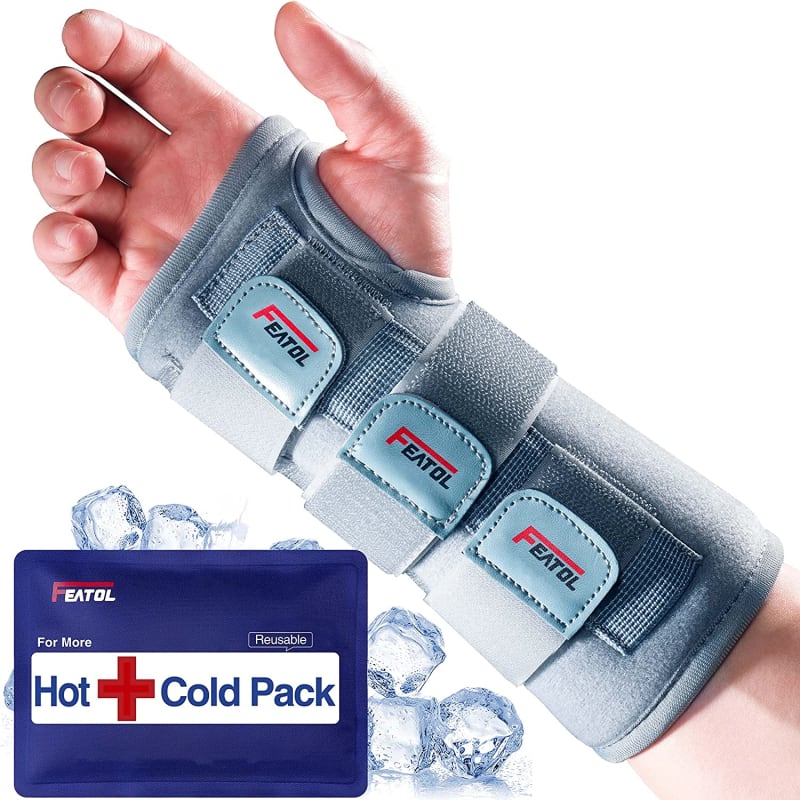 Carpal Tunnel Wrist Brace | Night Sleep Support Brace, Removable Metal Wrist Splint- Hot/Ice Pack, Right Hand, Small/Medium, Adjustable Hand Brace for Men, Women, Relieve and Treat Wrist Pain