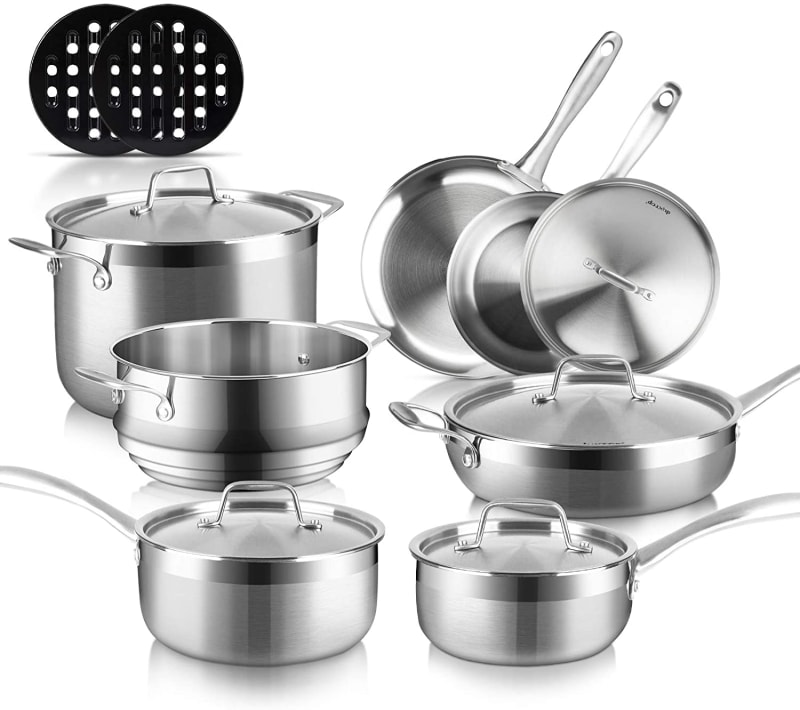 Duxtop Whole-Clad Tri-Ply Stainless Steel Induction Cookware Set
