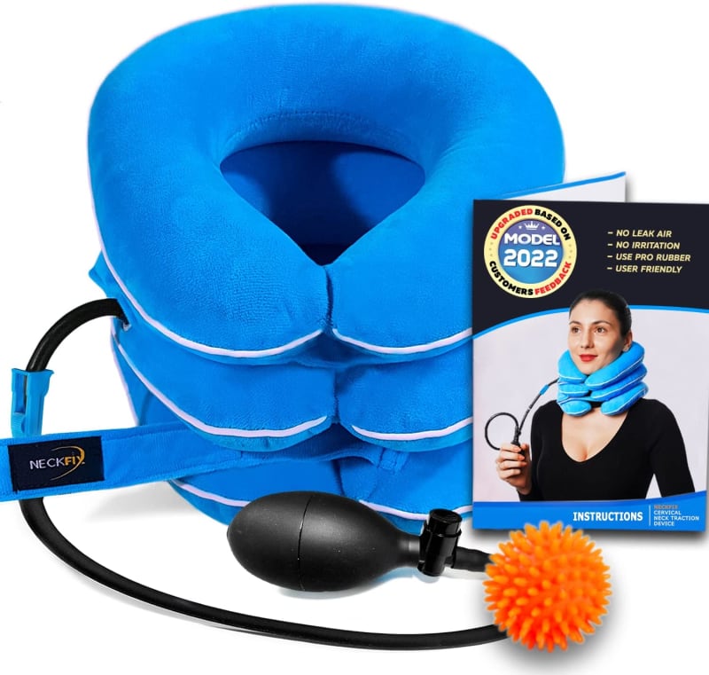 Cervical Neck Traction Device for Instant Neck Pain Relief - Pinched Nerve Neck Stretcher for Home Pain Treatment + Bonus