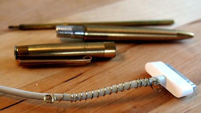 Use a spring from an old pen to keep your charger from bending and breaking