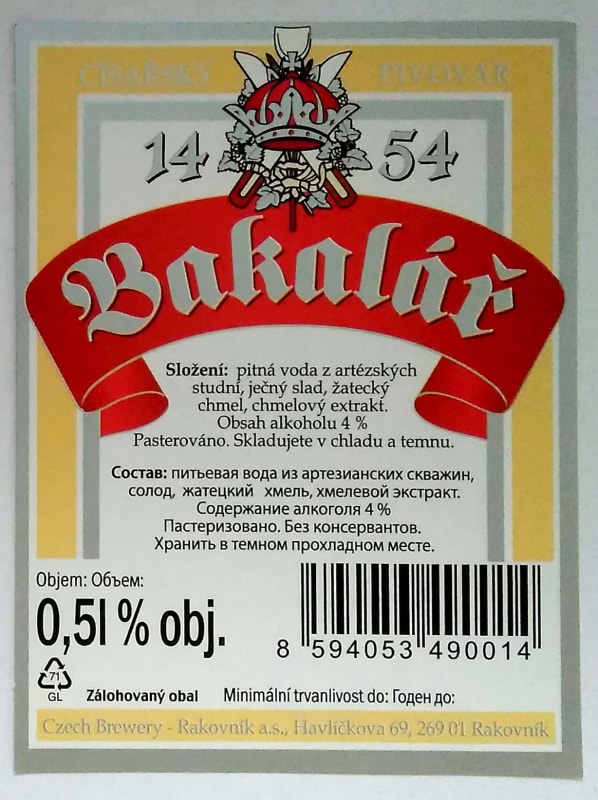 Bakalář Světlé výčepní Etk. B