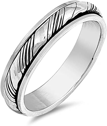 Oxidized Spinner Grooved Ring