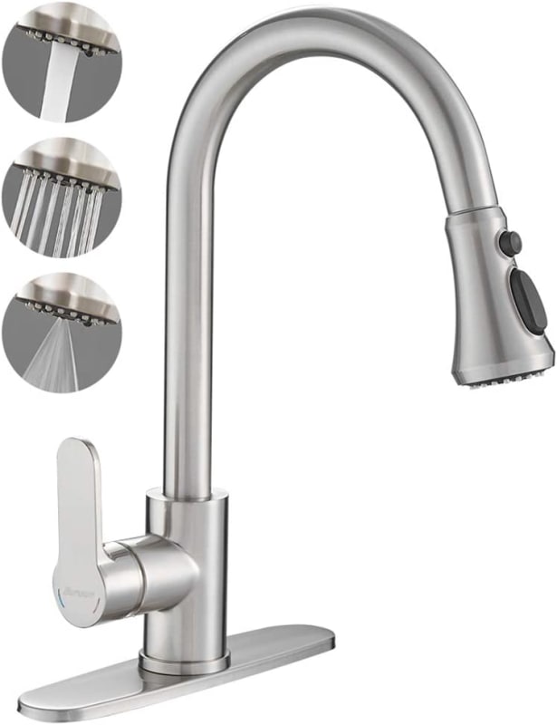 Brass Kitchen Faucet with 3 Modes Sprayer