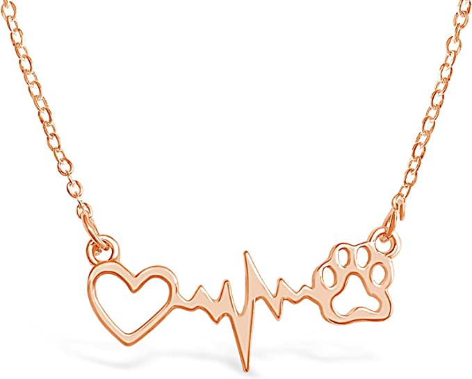 Dog Paw Heartbeat Necklace, Dog Necklace, Veterinarian Gifts For Women, Dog Jewelry, Dog Owner Gifts, Dog Paw Necklace, Dog Gifts For Women, Dog Lover Necklaces, Vet Tech Jewelry