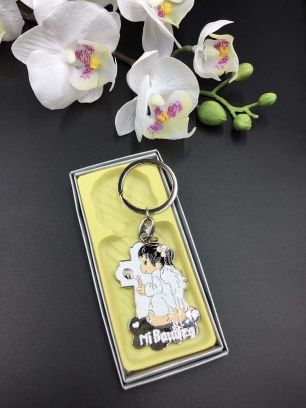 New White Angel Girl Baptism Keychain