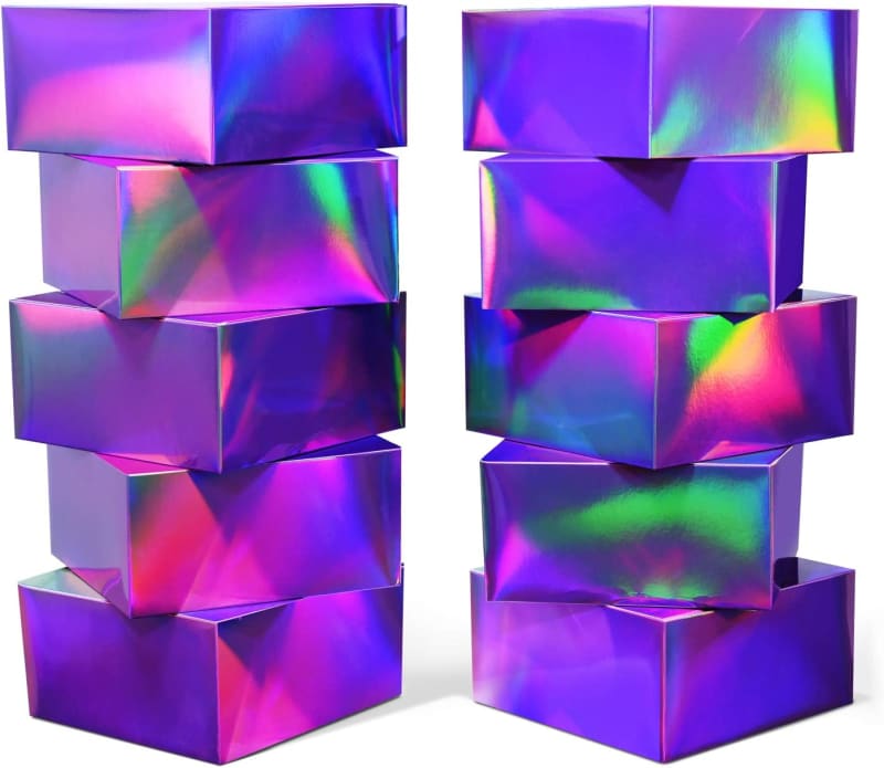 Holographic Gift Boxes with Lids, Bridesmaid Proposal Boxes,Gift Boxes for Presents, Birthday, Christmas,Gift Boxes Bulks for Wedding,Graduation, Party Favor box