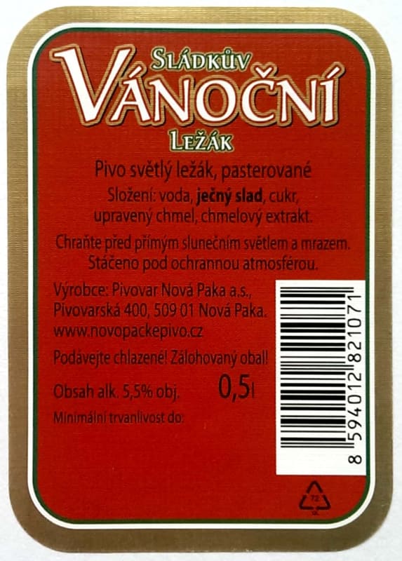 Novopacke Sladkuv vanocni lezak Etk.B