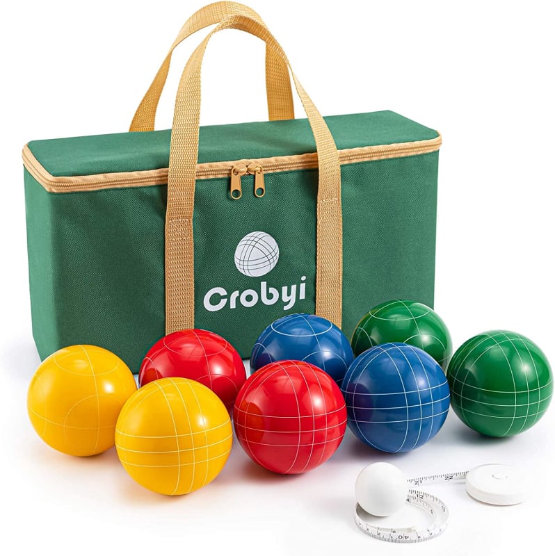 Bocce Balls Set, 90mm Regulation Size, Durable Beach/Yard/Lawn Game for Kids, Adults and Family
