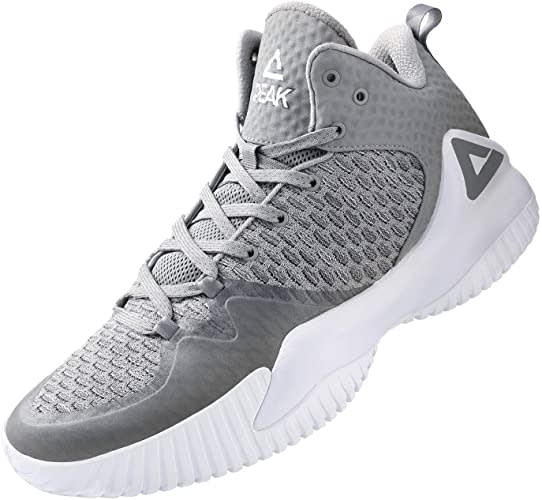 PEAK High Top Mens Basketball Shoes Lou Williams Streetball Master Breathable Non Slip Outdoor Sneakers Cushioning Workout Shoes for Fitness