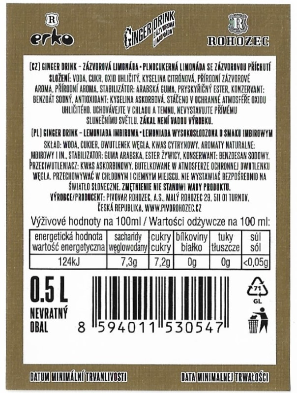 Rohozec Ginger drink Etk.B