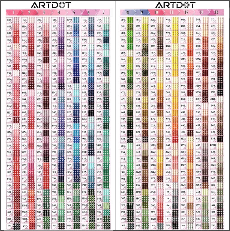 Color Card for Diamond Painting Kits