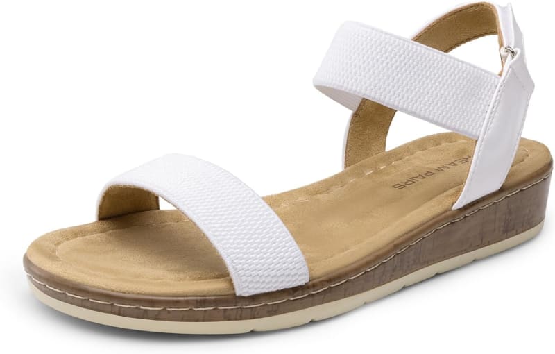 Dream Pairs - Comfortable Dressy Cork Low Wedge Heels