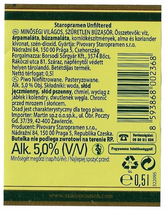 Staropramen Unfiltered Etk.B