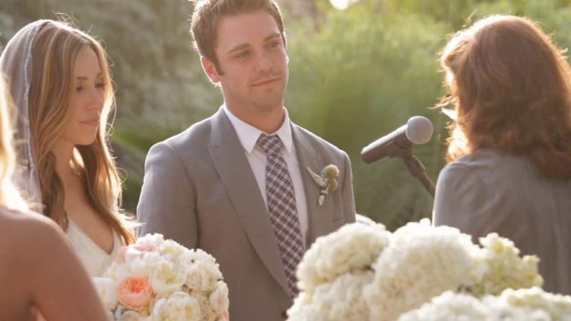 Review ceremony details with officiant