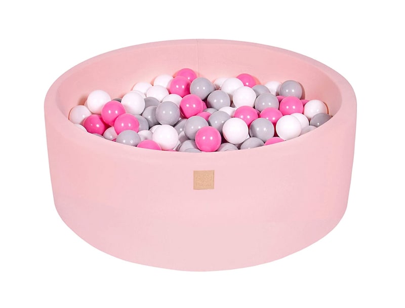 Foam Ball Pit 35 x 11.5 in /200 Balls Included ∅ 2.75in Round Ball Pit for Baby Kids Soft Children Toddler Playpen Made in EU Light Pink: