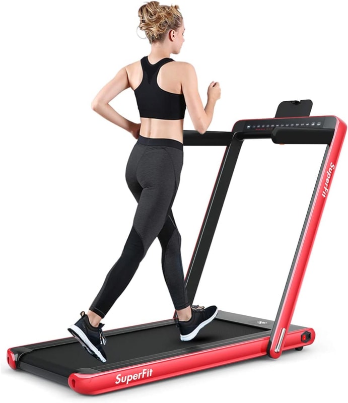 2 in 1 Under Desk Treadmill, 2.25HP Folding Running Walking Jogging Machine with Dual Display, Remote Controller, Electric Motorized Treadmill for Home