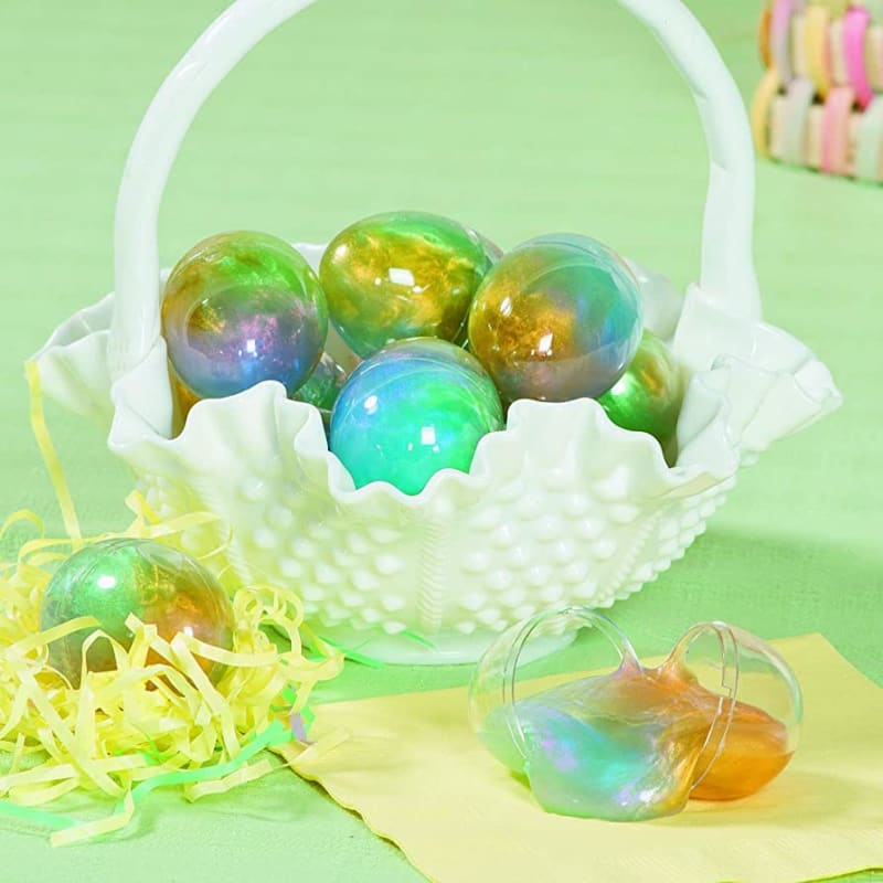 Make Easter-themed slime with glitter and plastic eggs