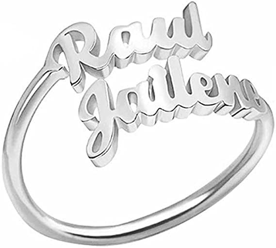 925 Sterling Silver Double Name Ring Personalized Name Ring Adjustable Name Ring Custom Mother Day Jewelry Birthday Gift for Women Mom