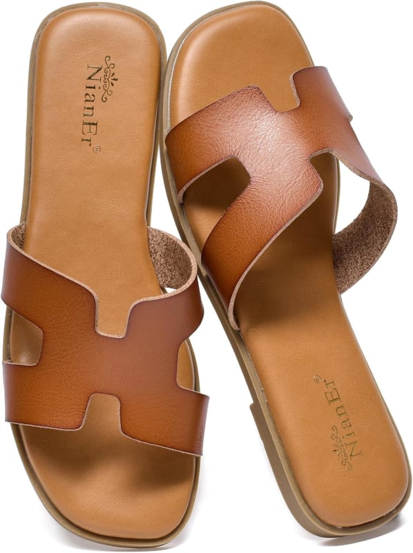 NianEr - Microfiber Leather Dress Flip Flop Sandals