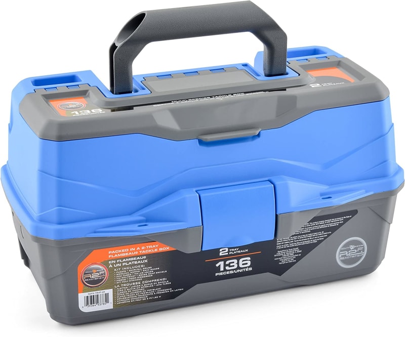 Ready2Fish Fishing Tackle Box Organizer with Tackle Included, 2 Tray, 136 piece