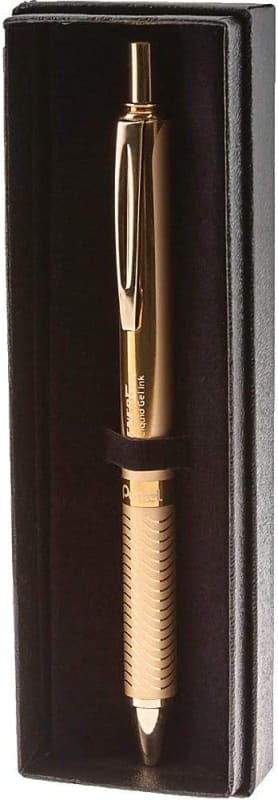 EnerGel Alloy Retractable Liquid Gel Pen, Gold Barrel