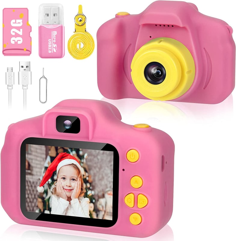 Kids Camera,Christmas Birthday Gifts for Girls Age 3-9, HD Digital Video Cameras for Toddler Portable Toys for 3 4 5 6 7 8 Year Old